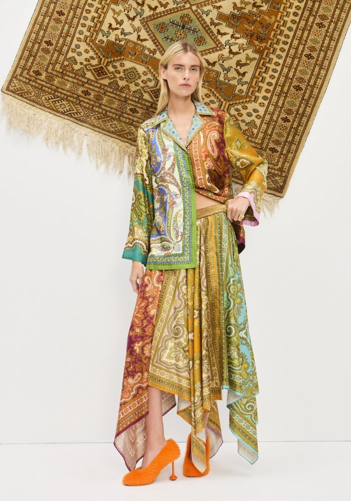 ALEMAIS Clemenza Spliced Scarf Silk Skirt