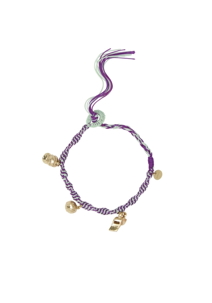 ALEMAIS Team Spirit Macrame Charm Bracelet - Green/Purple
