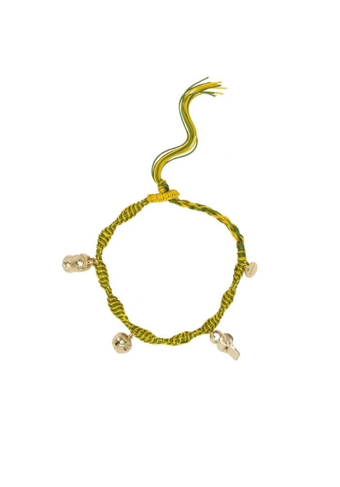 ALEMAIS Team Spirit Macrame Charm Bracelet - Yellow / Green