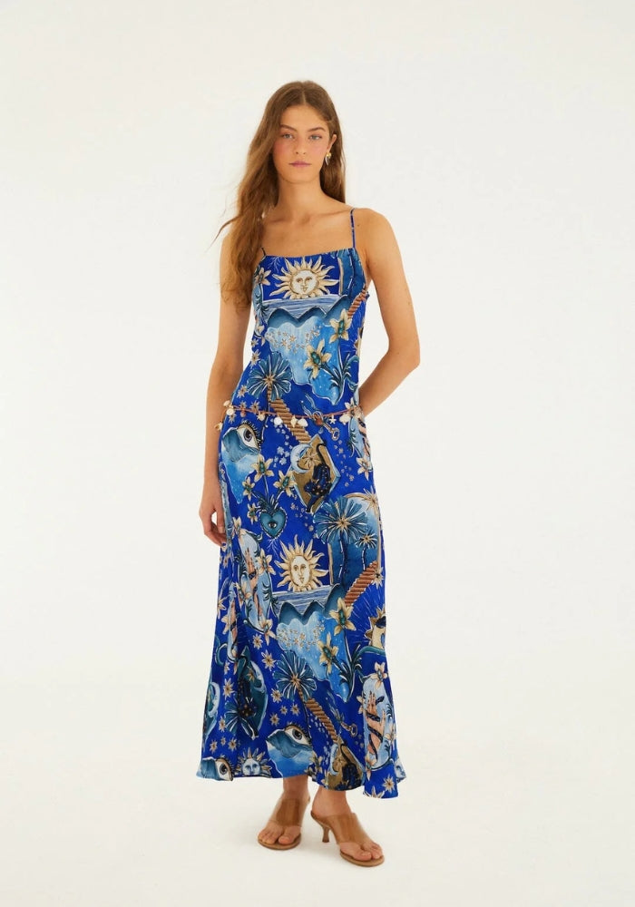 FARM RIO Blue Mystical Maxi Dress – White Bohemian FARM RIO Blue Mystical Maxi Dress – White Bohemian