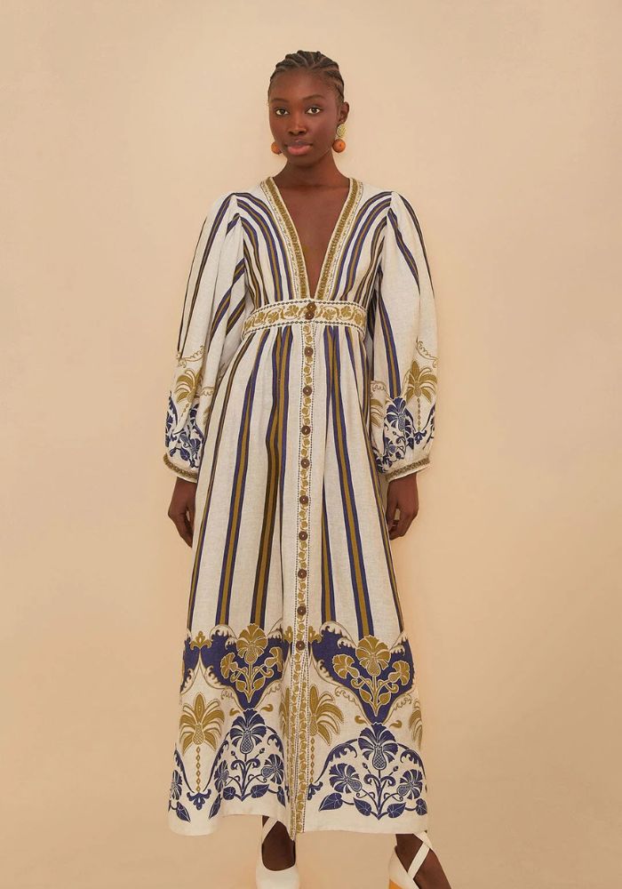 FARM RIO Pineapple Deco Dress – White Bohemian