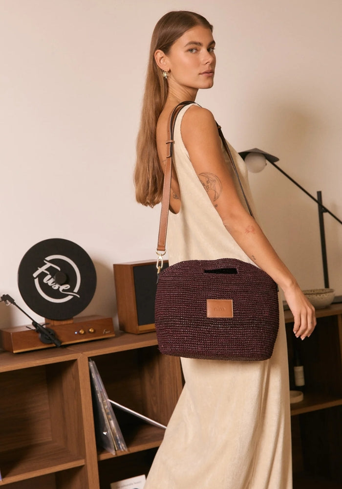 NIM Leather Trimmed Raffia BB - Cocoa