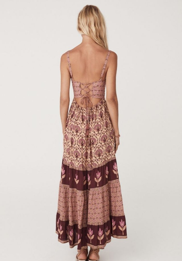 SPELL Château Quilted Strappy Maxi Dress - Grape