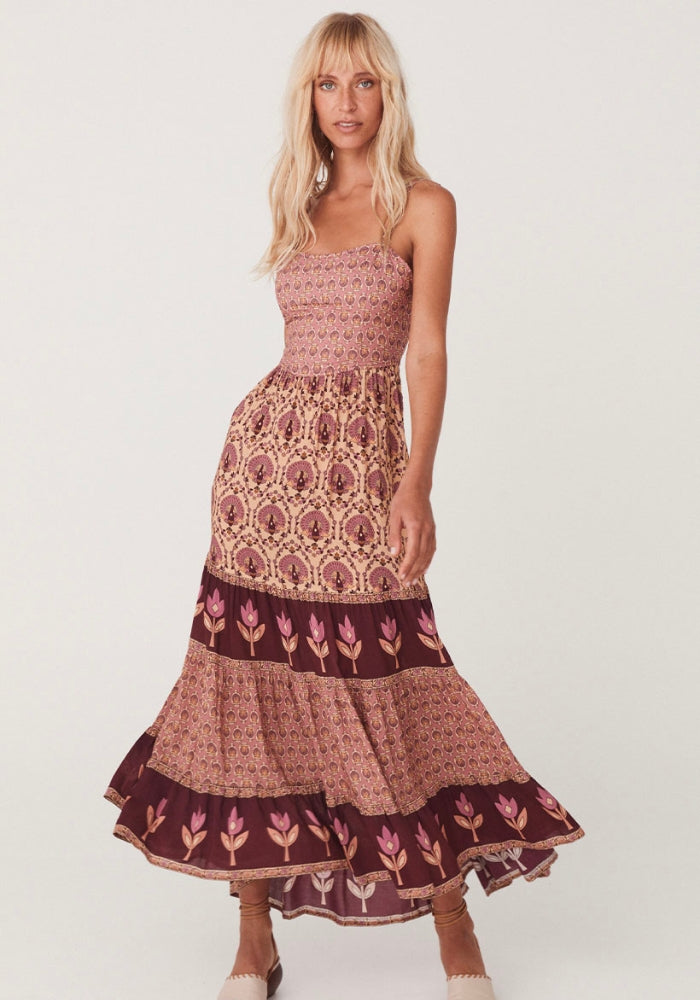 SPELL Château Quilted Strappy Maxi Dress - Grape