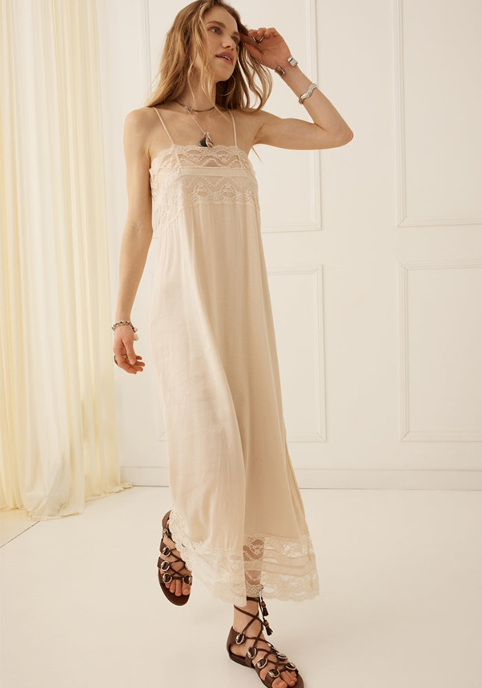 SPELL Mila Lace Midi Dress – White Bohemian
