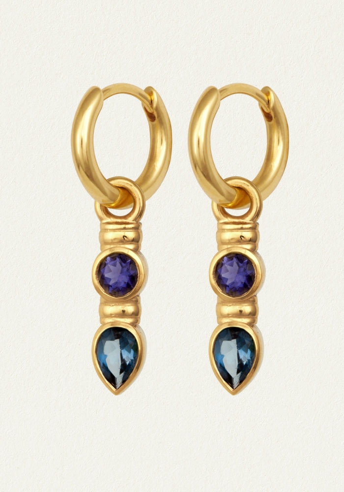 TEMPLE OF THE SUN Teal Earrings Gold