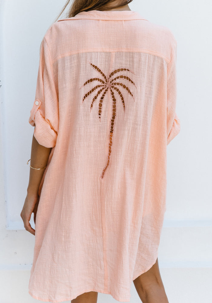 3 Palm Shirt Dress- Grapefruit
