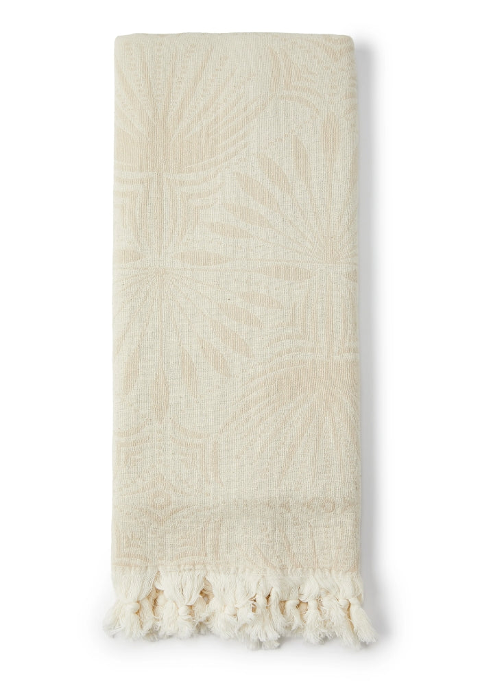 Frond Pattern Turkish Towel - Beige
