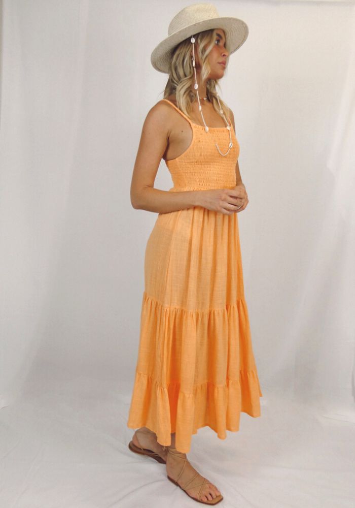 Teva Shirred Dress - Papaya