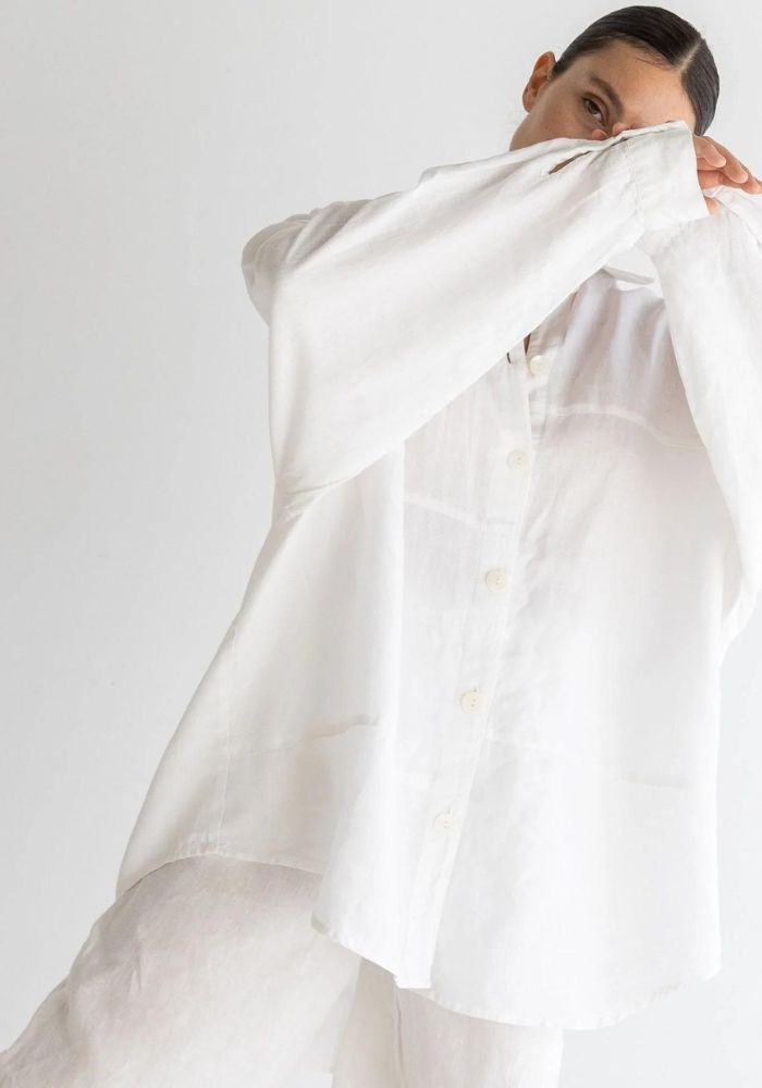 Oversized Linen Shirt - Sundae White