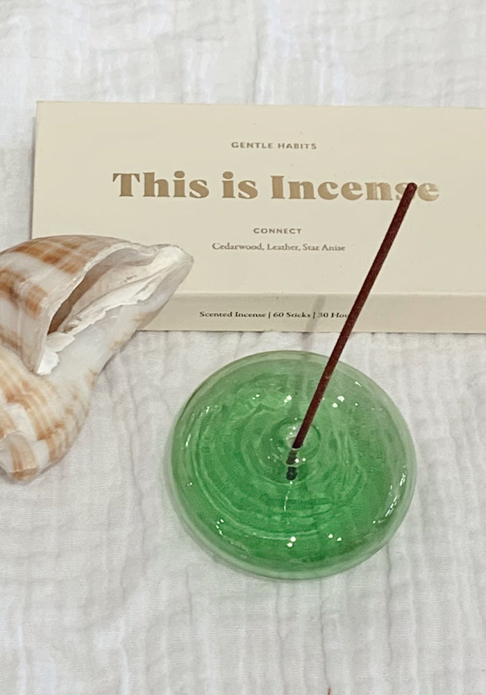 GENTLE HABITS Glass Incense Holder - Green