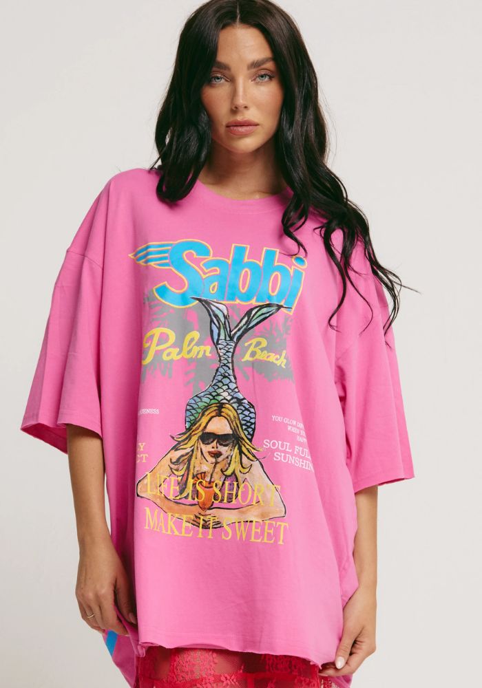 The Very Oversized Life is Short Tee - Pink