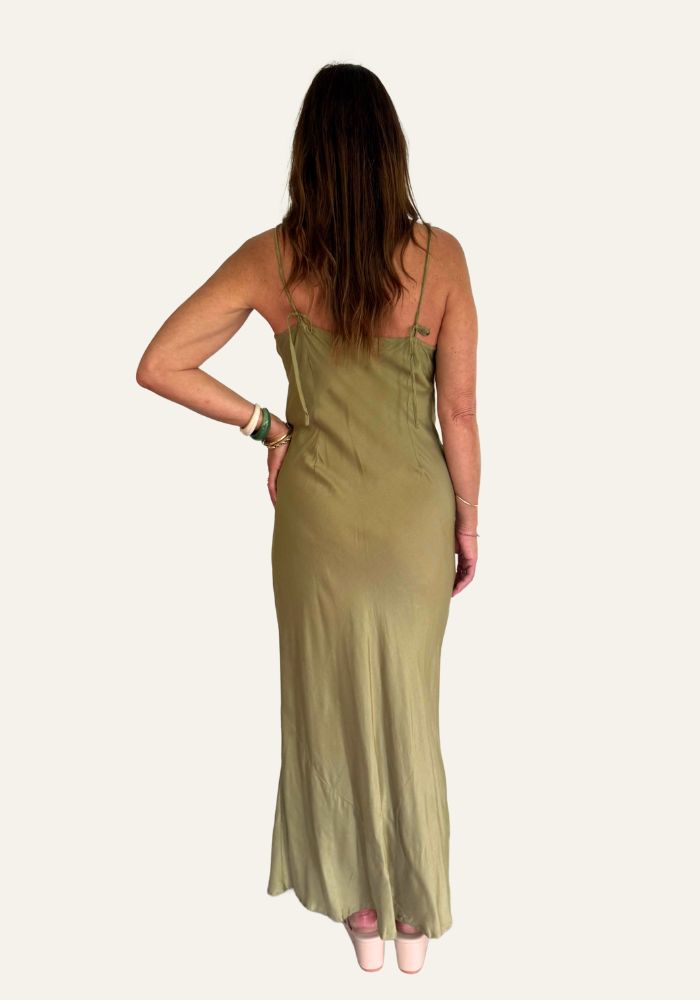 Marilyn Silk Linen Slip - Olive