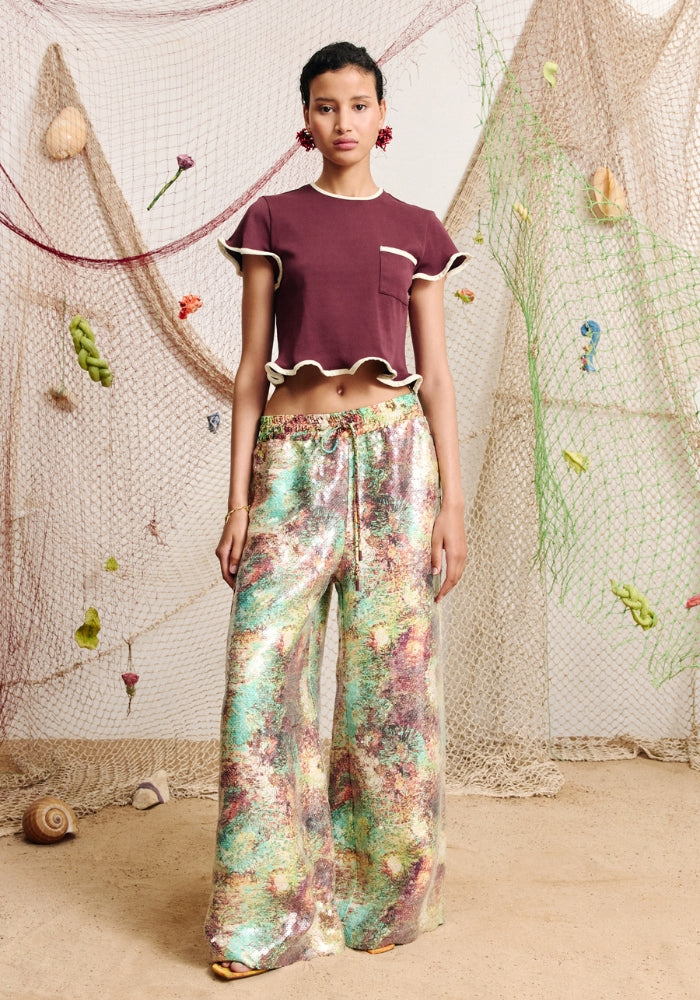ALEMAIS Bonette Crop Tee Burgundy 