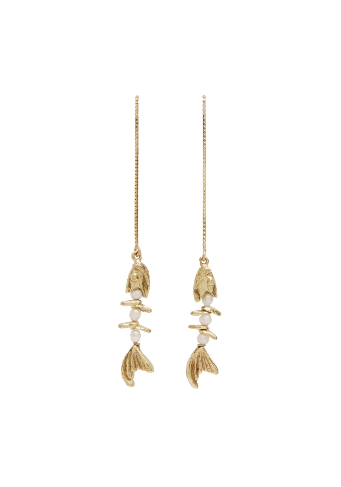 ALEMAIS Calypso Pearl Fish Chain Earrings  