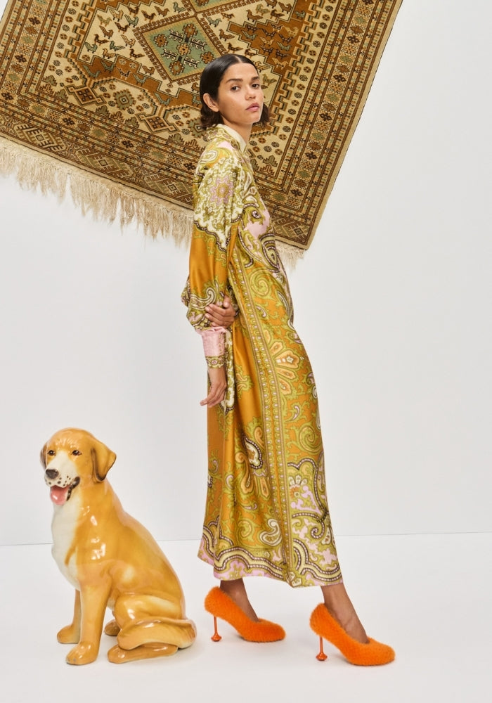 ALEMAIS Clemenza Silk Shirt Dress