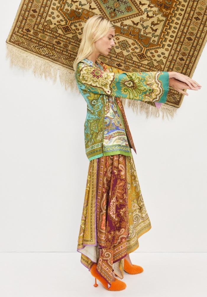 ALEMAIS Clemenza Spliced Scarf Silk Skirt