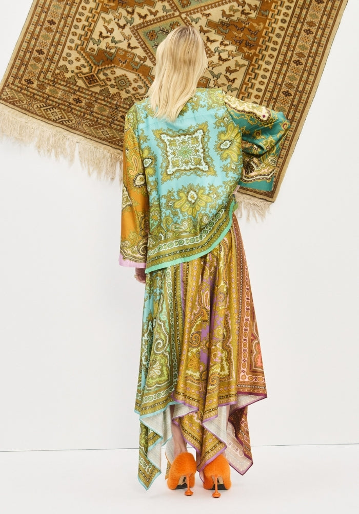 ALEMAIS Clemenza Spliced Scarf Silk Skirt