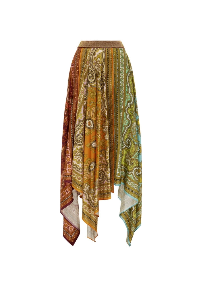 ALEMAIS Clemenza Spliced Scarf Silk Skirt