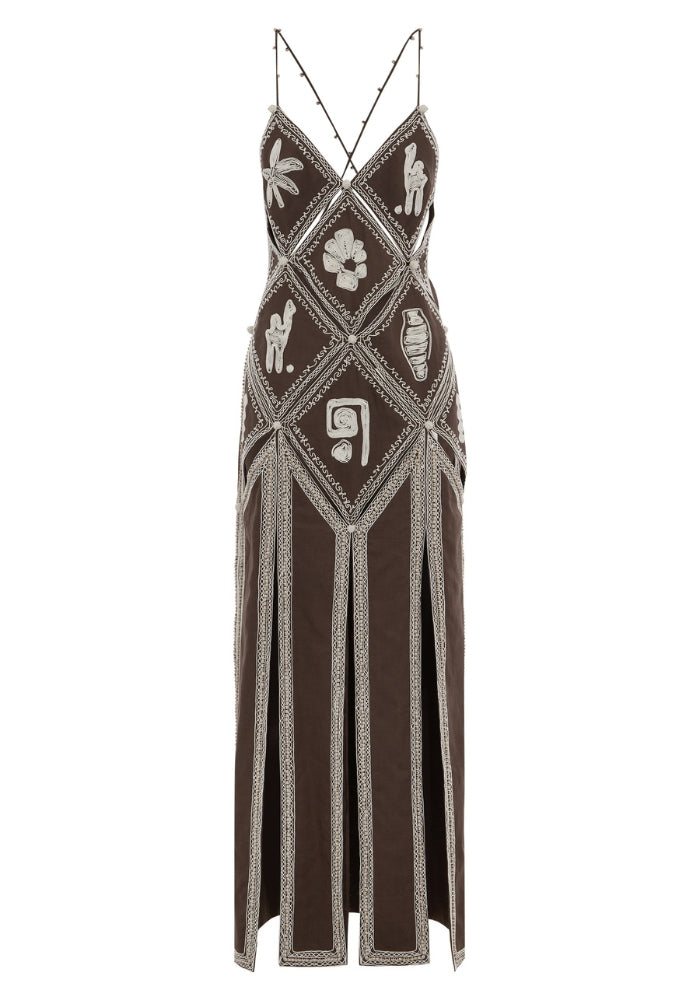 ALEMAIS Leandra Corded Slip Midi Dress White Bohemian ALEMAIS Leandra Corded Slip Midi Dress White Bohemian