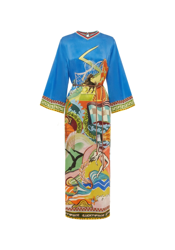 ALEMAIS Lucky Pace Silk Midi Dress