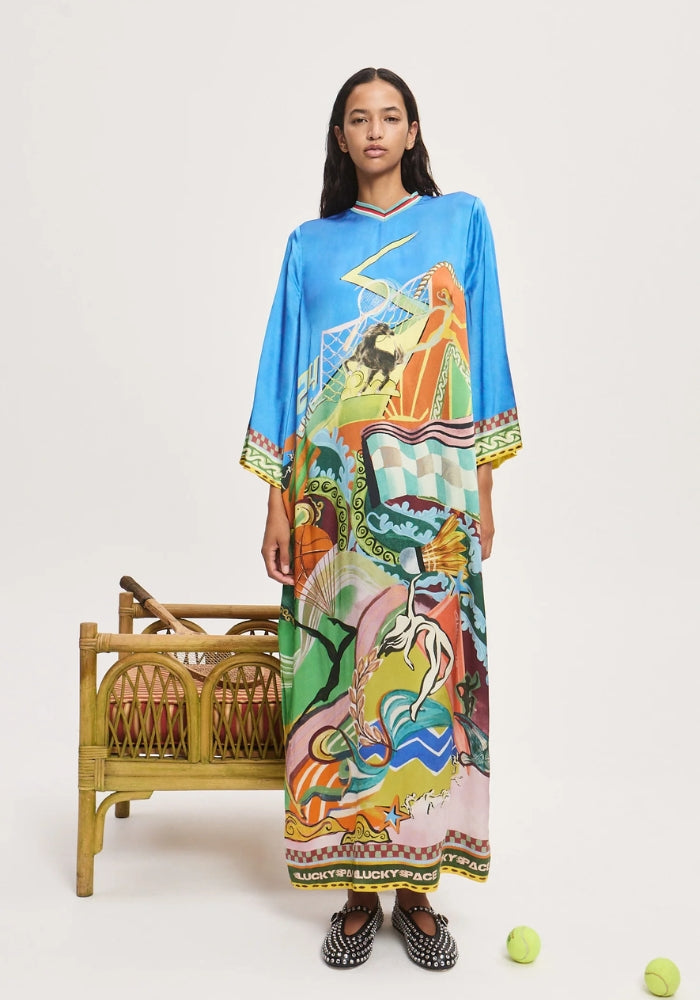 ALEMAIS Lucky Pace Silk Midi Dress
