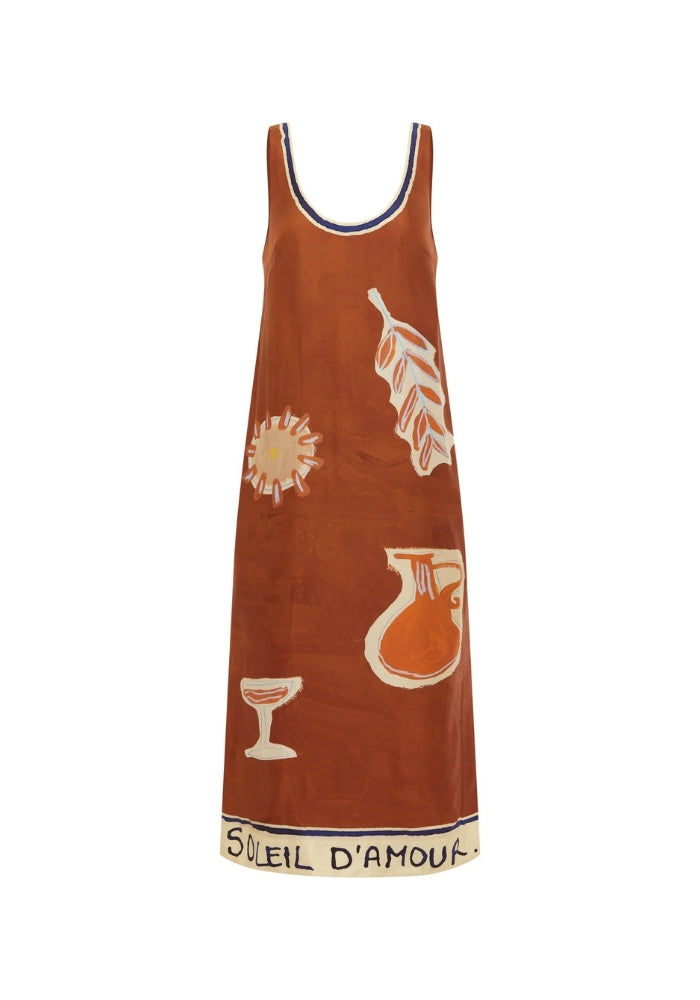 ALEMAIS Soleil D'amour Silk Midi Dress