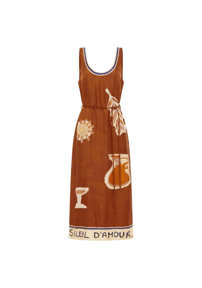 ALEMAIS Soleil D'amour Silk Midi Dress