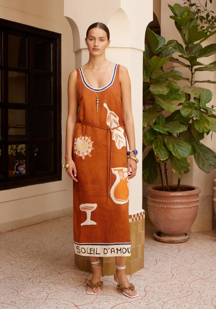 ALEMAIS Soleil D'amour Silk Midi Dress