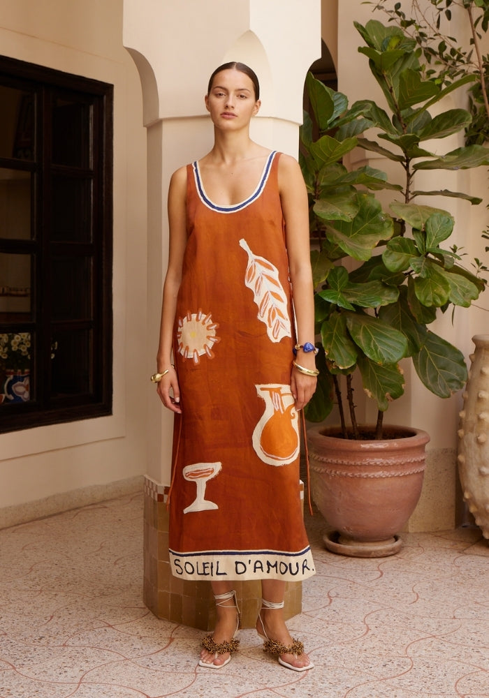 ALEMAIS Soleil D'amour Silk Midi Dress