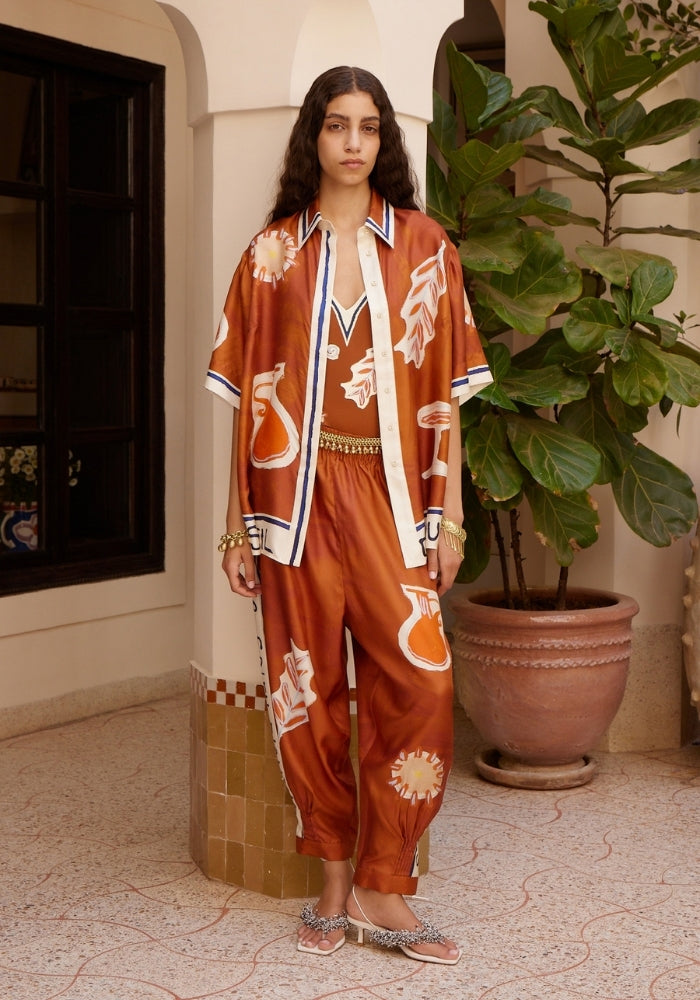 ALEMAIS Soleil D'amour Tapered Silk Pants