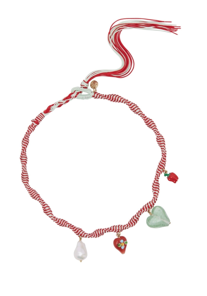 Tesori Rossa Macrame Charm Necklace