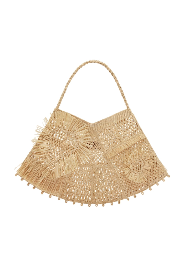 ALEMAIS Raffia Macrame Maxi Crescent Tote 