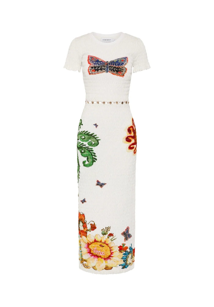 ANTIPODEAN Home of the Art Shirred Long Dress 
