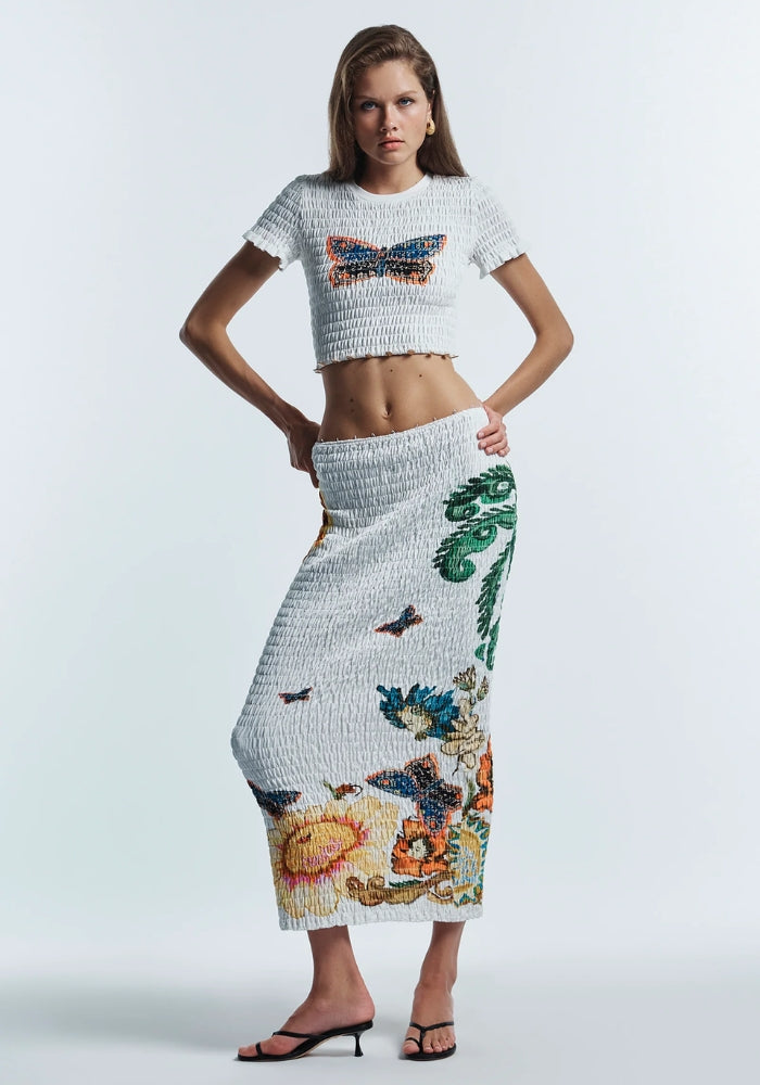 ANTIPODEAN Home of the Art Shirred Long Dress 
