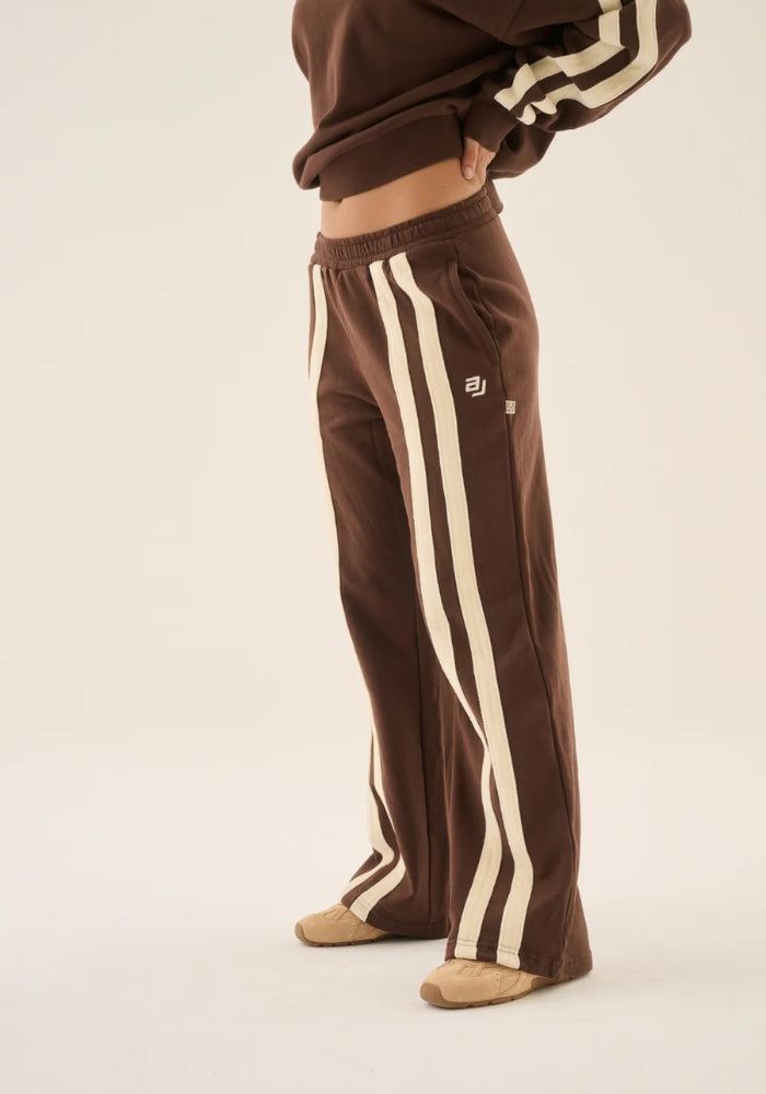 ARAMINTA JAMES AJ Logo Stripe Trackpant Chicory Coffee