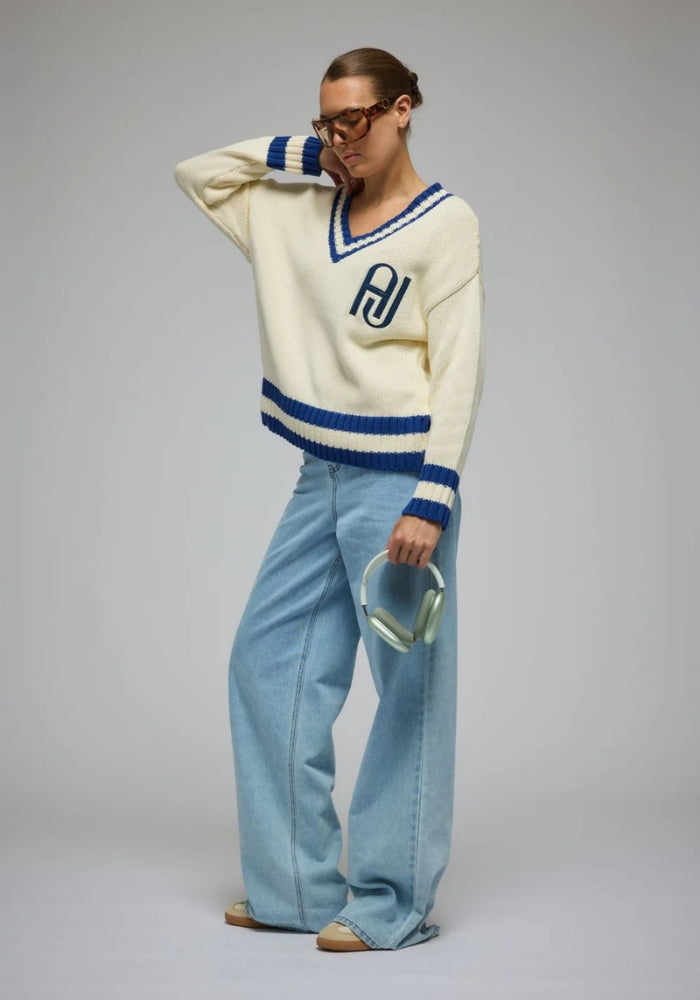 ARAMINTA JAMES AJ V-Neck Knit Sweater Coconut