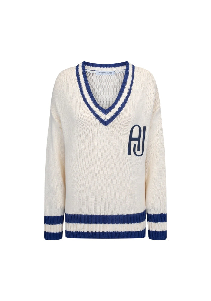 ARAMINTA JAMES AJ V-Neck Knit Sweater Coconut