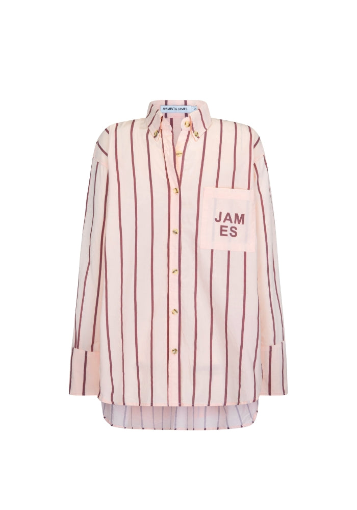 ARAMINTA JAMES Alpine Cotton Stripe Shirt Light Blush