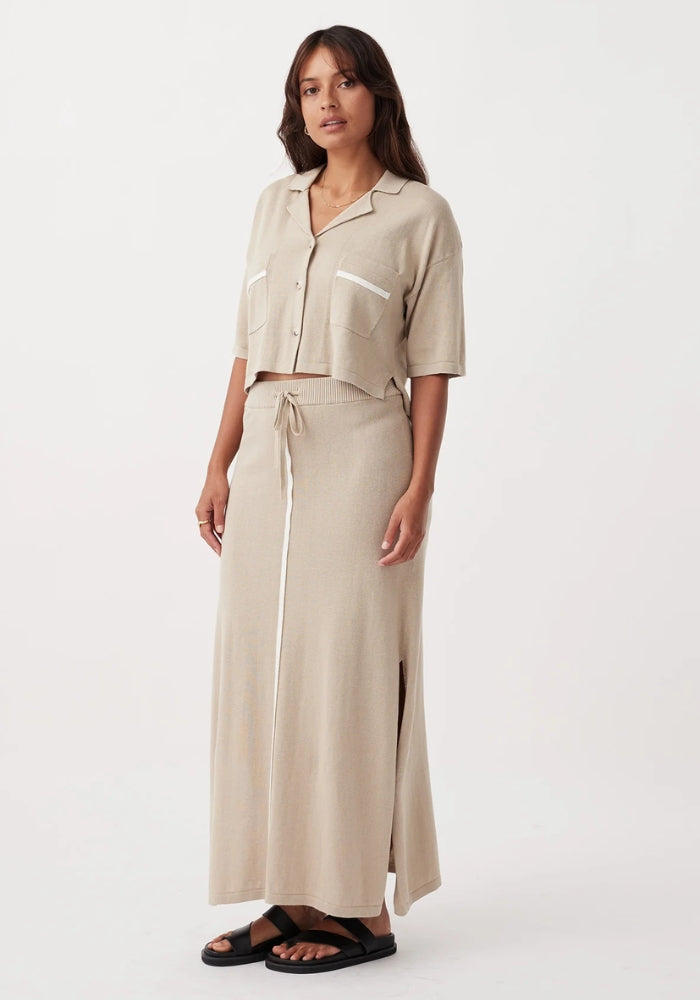 ARCAA Quinn Cropped Shirt - Taupe & Cream