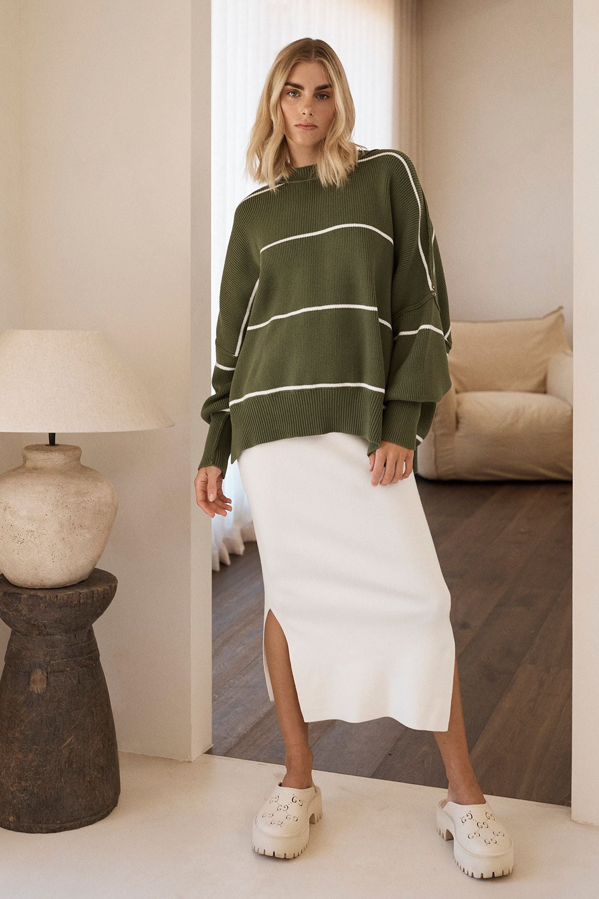 Harper Organic Knit Skirt- Cream