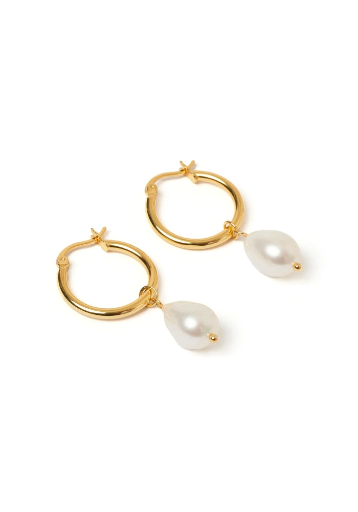 ARMS OF EVE augusta Gold Hoop Freshwater Pearl Earrings