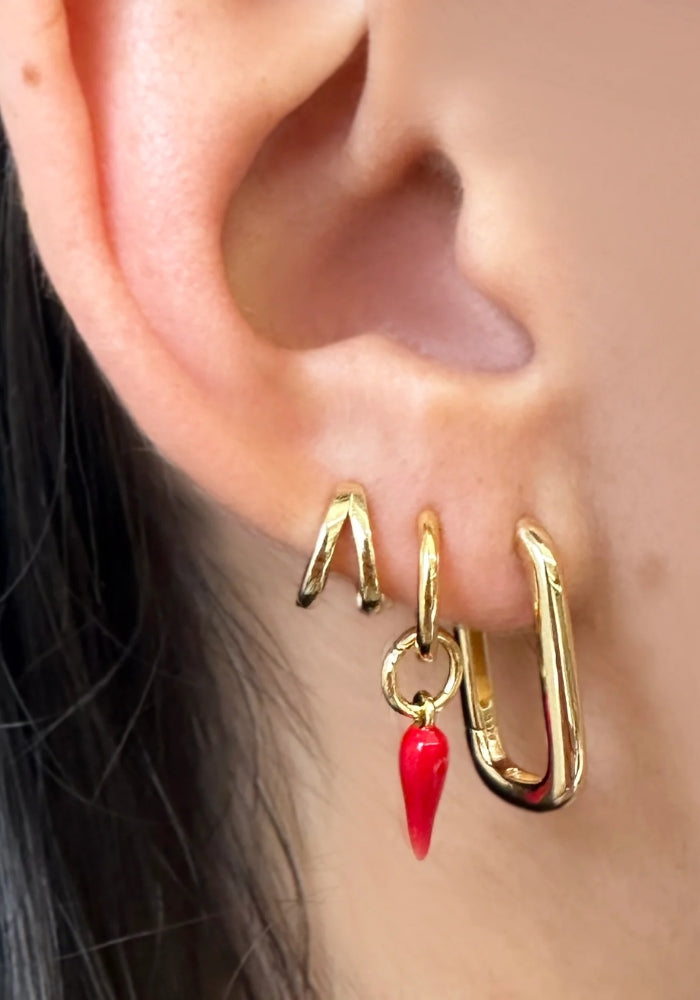 ARMS OF EVE Cornicello Red Charm Earrings - Small