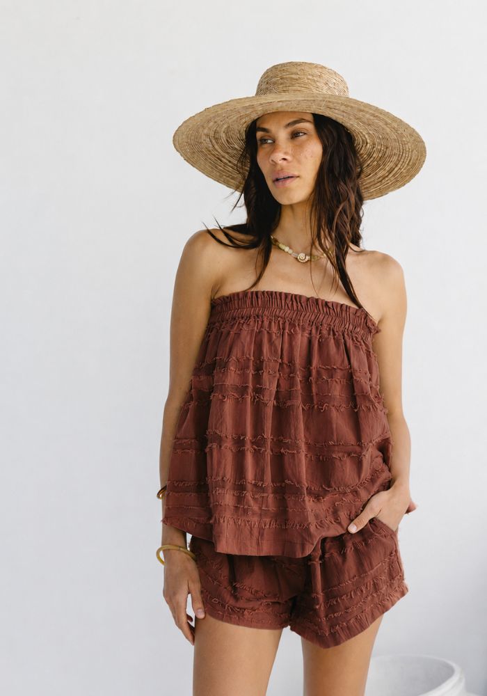 CABO Dreamtime Fray Top - Cocoa