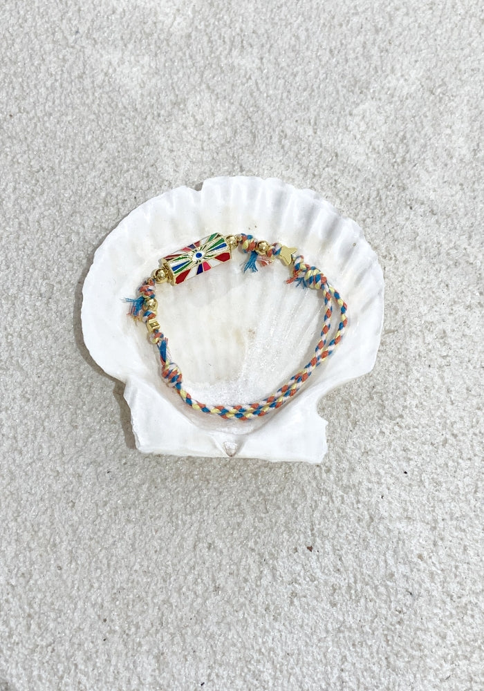Braided Rope Bracelet - Orange / Blue