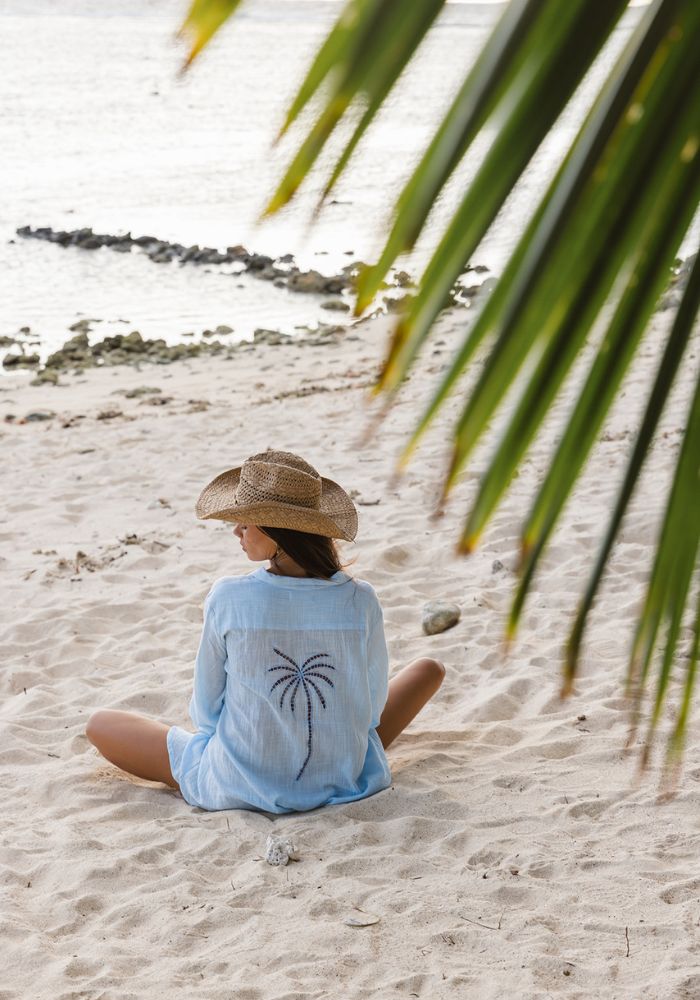 CABO  Palm Shirt Dress - Bondi Blue