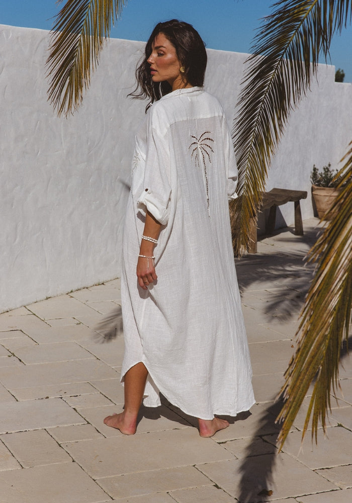 WS  Palm Shirt Maxi Dress - White