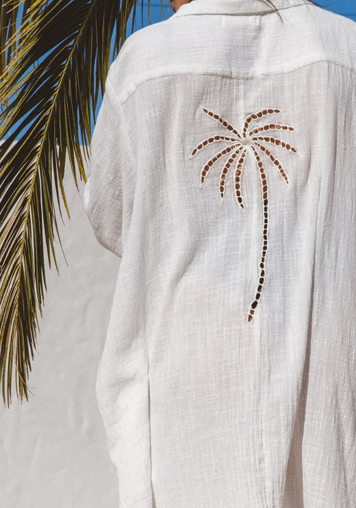 WS  Palm Shirt Maxi Dress - White