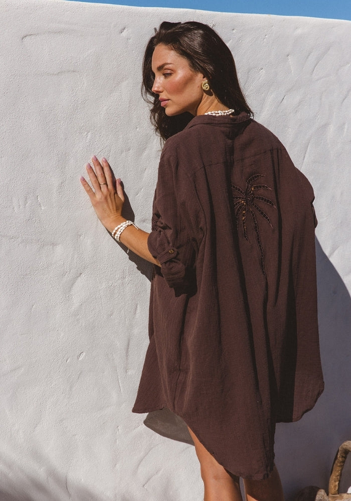 CABO Palms Shirt Dress - Espresso 
