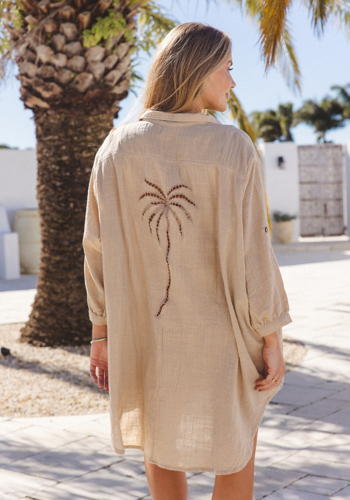 CABO Palms Shirt Dress - Natural 